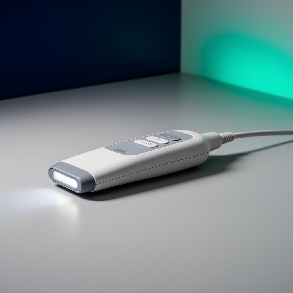 Handheld diagnostic ultrasound probe used at BodyCare clinic
