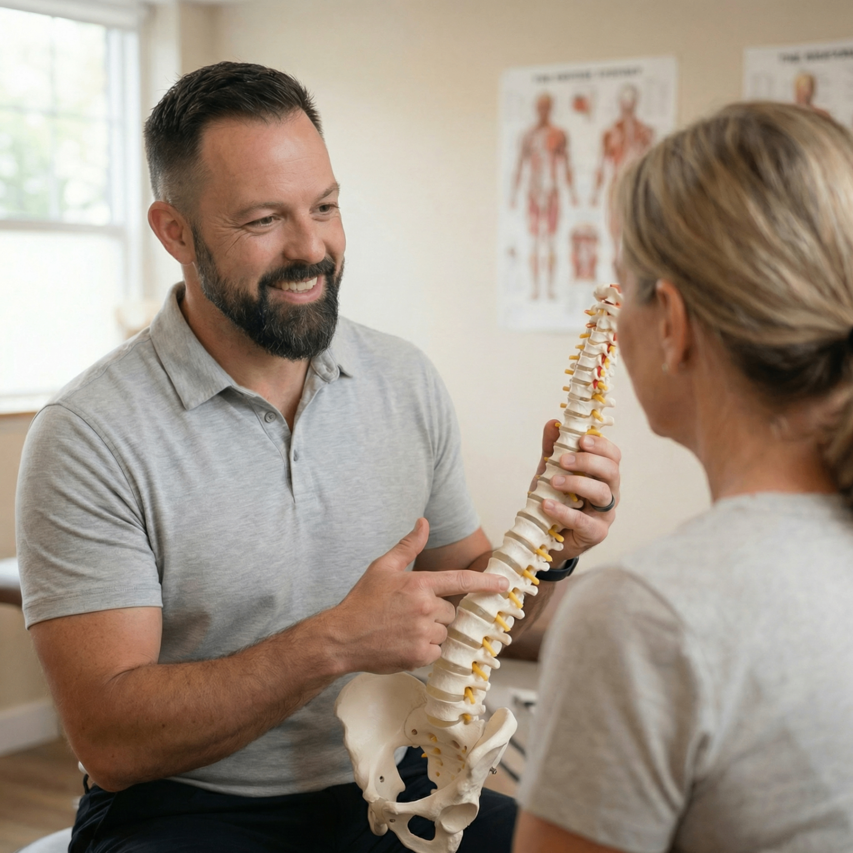 Clinician reviewing patient scan results during an IDD Therapy consultation at BodyCare Clinic